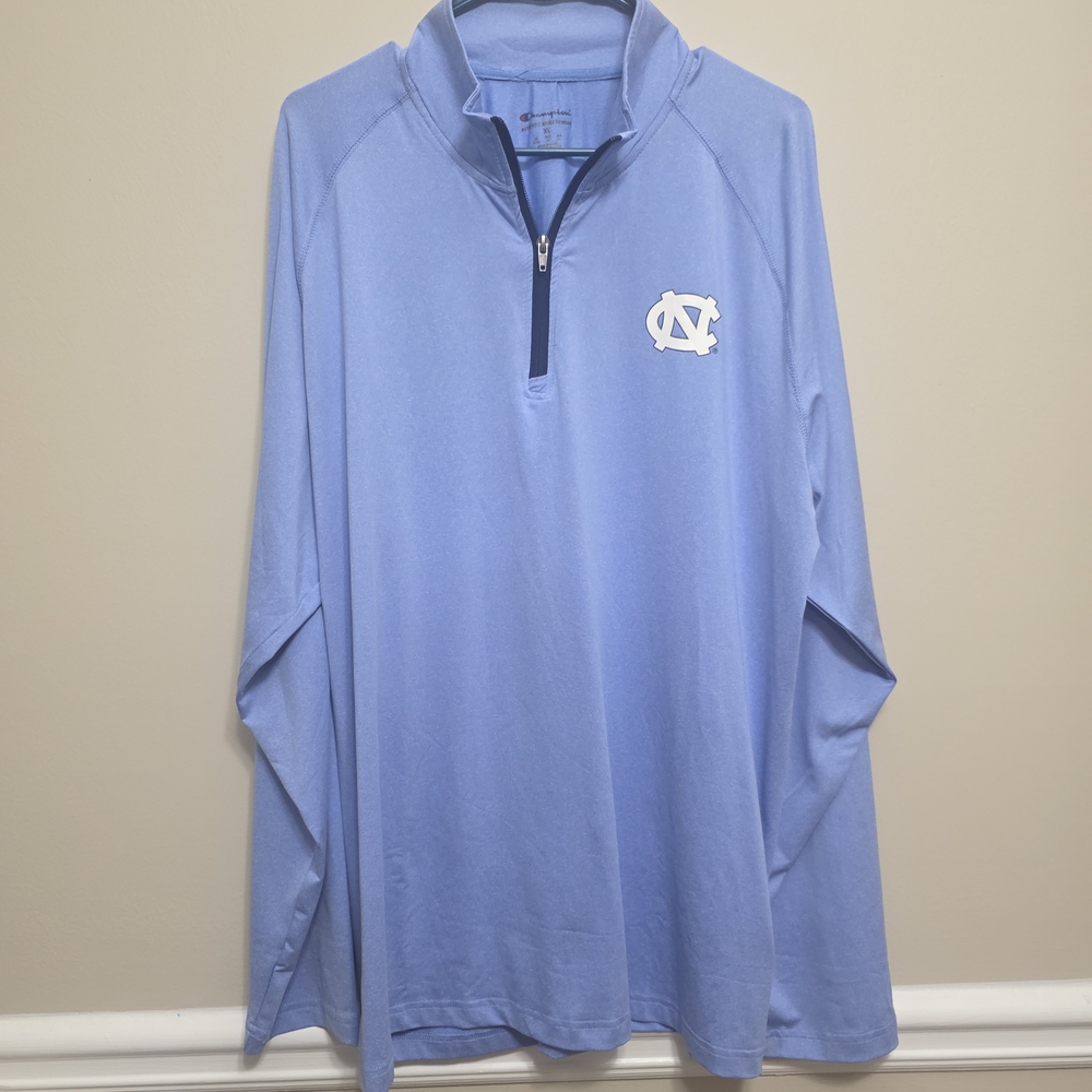 Champion Carolina Tarheels Quarter-Zip Pullover Mens Size XL Light Blue